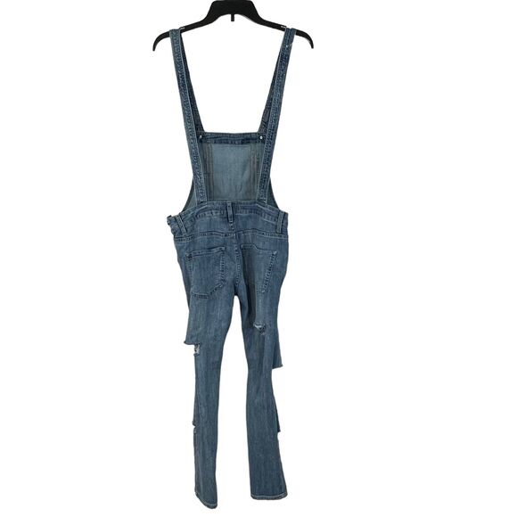 Free People SZ 25 Milo Denim Jean Overalls Distressed Pockets Side Zip Womens - Picture 7 of 12